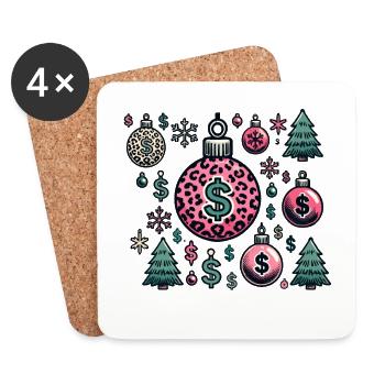 Christmas Baubles Dollar Symbols - Coasters (set of 4) - white - Front