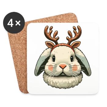 Christmas Cute Reindeer Bunny Design - Coasters (set of 4) - white - Front