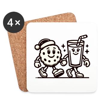 Weihnachten Vintage Keks Und Milch Spaß - Untersetzer (4er-Set) - Weiß - Vorne