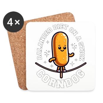 AUSGEWOGENE ERNÄHRUNG AM STIEL - CORNDOG - Untersetzer (4er-Set) - Weiß - Vorne