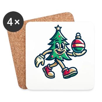Merry Christmas Tree Retro Look - Coasters (set of 4) - white - Front