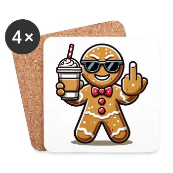 Weihnachten Lebkuchenmann Mit Attitüde - Untersetzer (4er-Set) - Weiß - Vorne