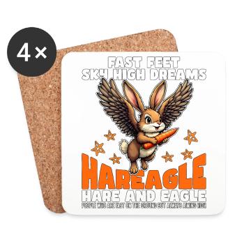 PIEDS RAPIDES RÊVES DE HAUT VOL - LIÈVRE ET AIGLE - Dessous de verre (lot de 4) - blanc - Devant