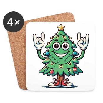 Funny Christmas tree with skirt hand - Coasters (set of 4) - white - Front