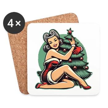Weihnachten Im Retro Vintage Pin Up Stil - Untersetzer (4er-Set) - Weiß - Vorne