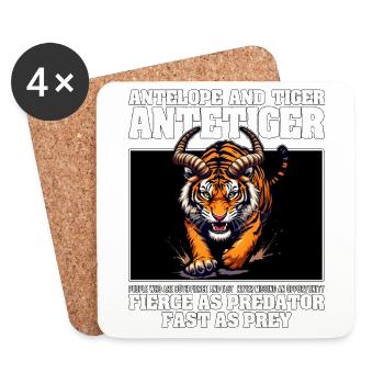 WILD WIE EIN RAUBTIER, SCHNELL WIE EINE BEUTE - ANTILOPE & TIGER - Untersetzer (4er-Set) - Weiß - Vorne