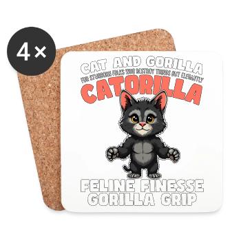 FELINE FINESSE GORILLA GRASP - KATZE UND GORILLA - Untersetzer (4er-Set) - Weiß - Vorne