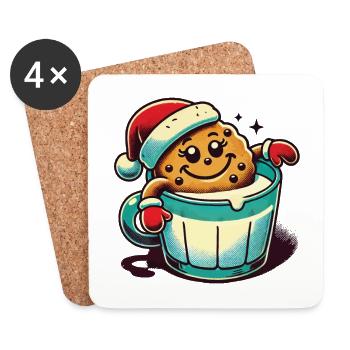 Christmas Retro Vintage Cookie Cup - Coasters (set of 4) - white - Front