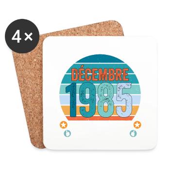 39e anniversaire Décembre 1985 idée Cadeau 39 ans - Dessous de verre (lot de 4) - blanc - Devant