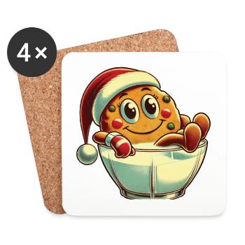 Merry Christmas Retro Cookie Design - Coasters (set of 4) - white - Front