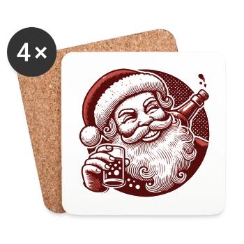 Santa Loves Alcohol Christmas Party Fun - Coasters (set of 4) - white - Front