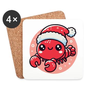 Merry Christmas crab with hat - Coasters (set of 4) - white - Front