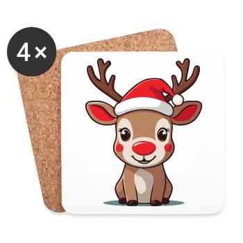 Merry Reindeer Christmas Picture - Coasters (set of 4) - white - Front