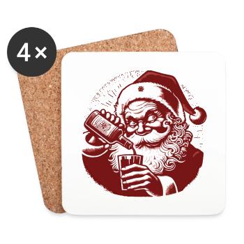 Le Père Noël aime l’alcool Humour de Noël - Dessous de verre (lot de 4) - blanc - Devant