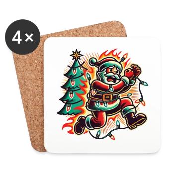 Chaos de Noël, danger d’électrocution - Dessous de verre (lot de 4) - blanc - Devant