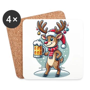 Christmas Reindeer Fun for Beer Lovers - Coasters (set of 4) - white - Front