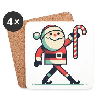 lustiHappy Santa with candy cane - Coasters (set of 4) - white - Front