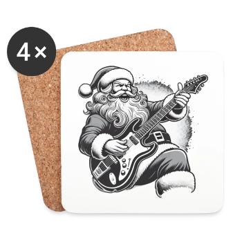 Rocking Santa Claus Guitar Fun - Coasters (set of 4) - white - Front