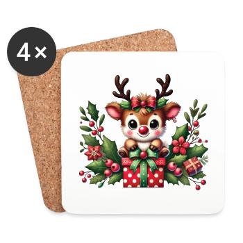 Christmas reindeer fun with gifts - Coasters (set of 4) - white - Front