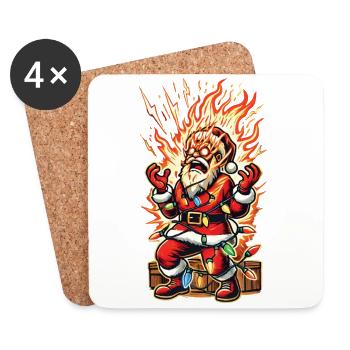 Le Père Noël se fait électrocuter - Dessous de verre (lot de 4) - blanc - Devant