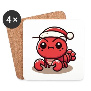 Cute Christmas crab with hat - Coasters (set of 4) - white - Front