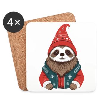 Mignon douillet paresseux de Noël - Dessous de verre (lot de 4) - blanc - Devant