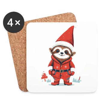 Lazy Santa Claus Sloth Illustration - Coasters (set of 4) - white - Front