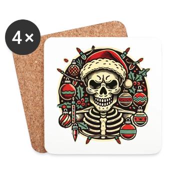 Christmas skull with festive lights - Coasters (set of 4) - white - Front
