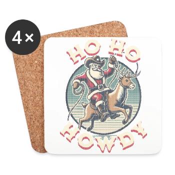 Weihnachtlicher Cowboy Weihnachtsmann Western - Untersetzer (4er-Set) - Weiß - Vorne
