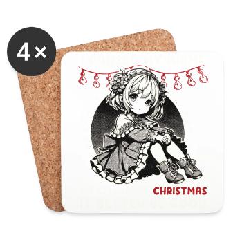 Anime Weihnachten Pause für Besondere Feier - Untersetzer (4er-Set) - Weiß - Vorne