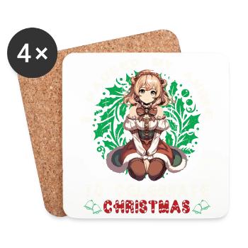 Anime Christmas Kawaii Celebration - Coasters (set of 4) - white - Front