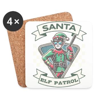 Santa Elf Patrol Team at Christmas - Coasters (set of 4) - white - Front