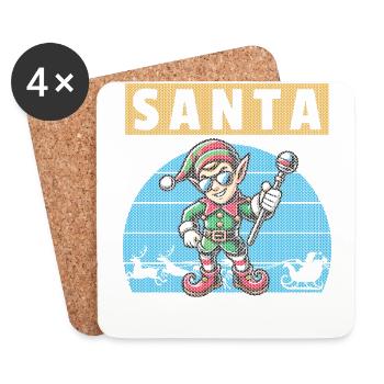 Christmas Santa Elf Patrol Knit Look - Coasters (set of 4) - white - Front