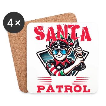 Père Noël Patrouille Elfe Noël Drôle - Dessous de verre (lot de 4) - blanc - Devant