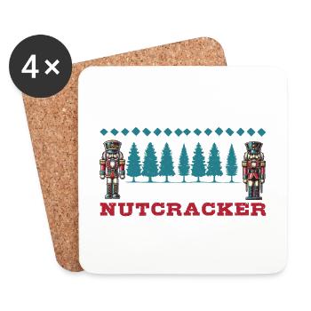 Fils d’un casse-noisette drôle motif de Noël - Dessous de verre (lot de 4) - blanc - Devant