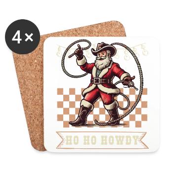 Noël Cowboy Santa Ho Ho Howdy - Dessous de verre (lot de 4) - blanc - Devant