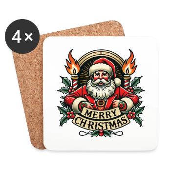 Tattoo Stil Weihnachten Streetwear Aesthetic - Untersetzer (4er-Set) - Weiß - Vorne