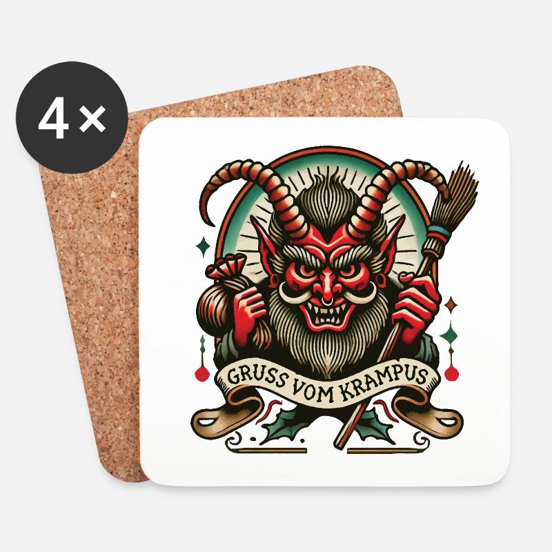 Gruss Vom Krampus Dunkle Weihnachten Folklore - Untersetzer (4er-Set) - Weiß