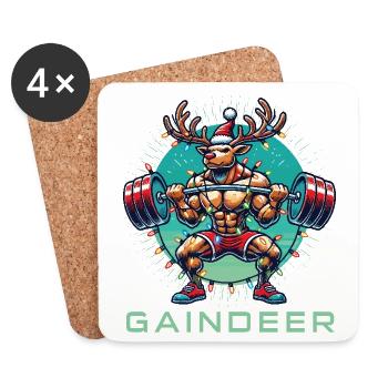 Fort Gaindeer Fitness Renne Gym Humour - Dessous de verre (lot de 4) - blanc - Devant