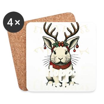 Hoppy Noël Renne Lapin Festif - Dessous de verre (lot de 4) - blanc - Devant