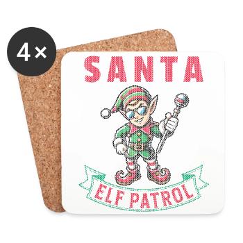 Lustiger Santa Elf Patrol Weihnachten Gruppe Team - Untersetzer (4er-Set) - Weiß - Vorne