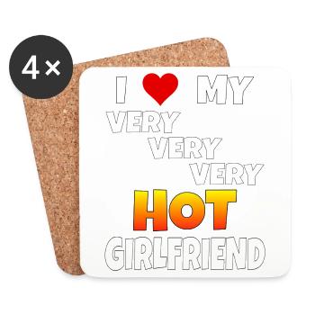 Love Saying Petite amie Cadeau Amour Saint Valentin - Dessous de verre (lot de 4) - blanc - Devant