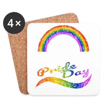 Pride Day Berlin LGBTQ+ CSD Gay Queer Love Saying - Coasters (set of 4) - white - Front