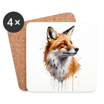 Foxy Aquarell - Ein Pinsel mit der Natur - Untersetzer (4er-Set) - Weiß - Vorne