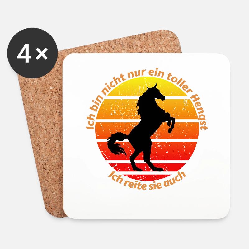 Pferd Hengst Reiter Spruch Lustig Pferde Geschenk - Untersetzer (4er-Set) - Weiß