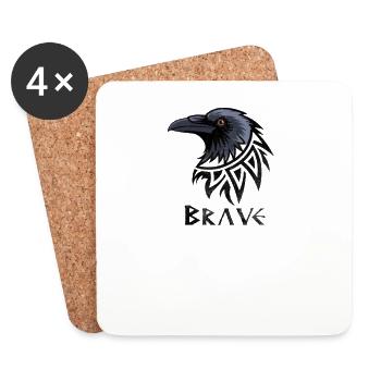 Brave Raven: Emblem of Courage - Coasters (set of 4) - white - Front