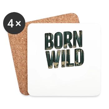 Born Wild : une typographie inspirée de la nature - Dessous de verre (lot de 4) - blanc - Devant