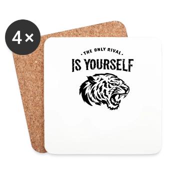 Der einzige Rivale: Motivational Tiger Design - Untersetzer (4er-Set) - Weiß - Vorne