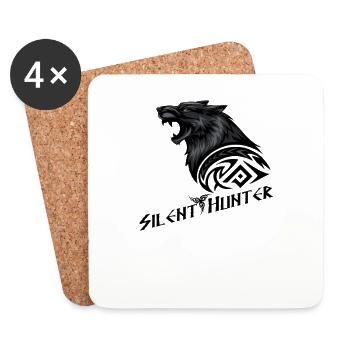 Silent Hunter: Wolf with Tribal Mark - Coasters (set of 4) - white - Front