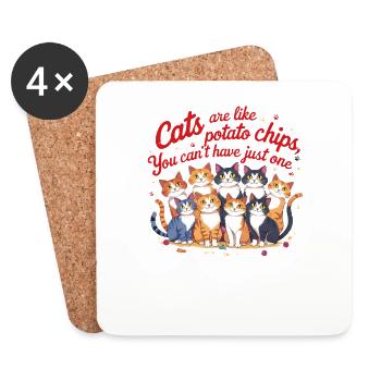 Cats Are Like Potato Chips: Humorous Cat Lover - Coasters (set of 4) - white - Front